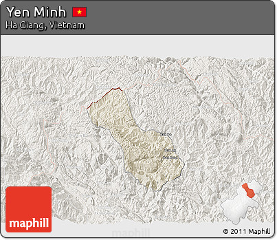 Shaded Relief 3D Map of Yen Minh, lighten