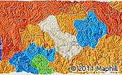 Shaded Relief 3D Map of Yen Minh, political outside