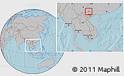 Gray Location Map of Yen Minh, within the entire country, hill shading