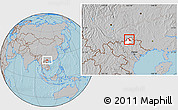 Gray Location Map of Yen Minh, highlighted parent region, hill shading
