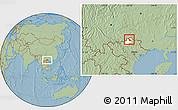 Savanna Style Location Map of Yen Minh, highlighted parent region, hill shading