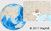 Shaded Relief Location Map of Yen Minh, highlighted country, highlighted parent region