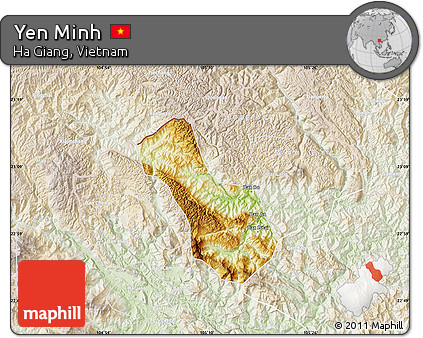 Physical Map of Yen Minh, lighten