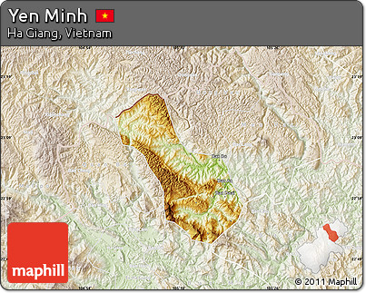 Physical Map of Yen Minh, lighten