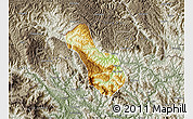 Physical Map of Yen Minh, semi-desaturated