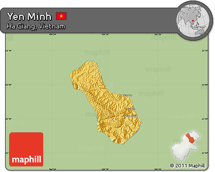 Savanna Style Map of Yen Minh, single color outside