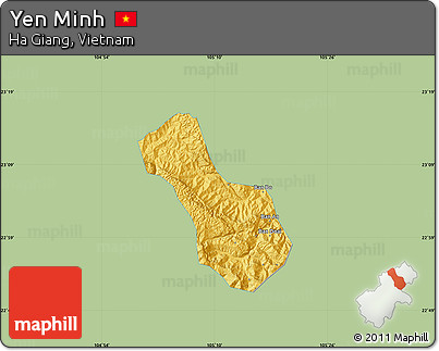 Savanna Style Map of Yen Minh, single color outside