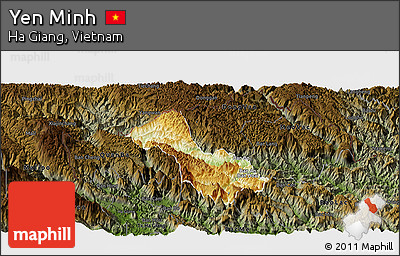 Physical Panoramic Map of Yen Minh, darken