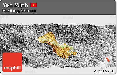 Physical Panoramic Map of Yen Minh, desaturated