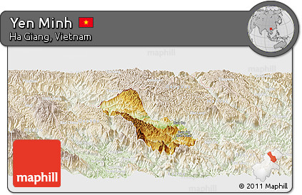 Physical Panoramic Map of Yen Minh, lighten