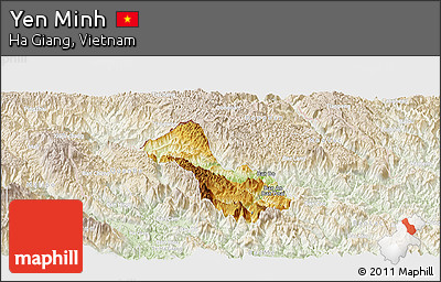 Physical Panoramic Map of Yen Minh, lighten