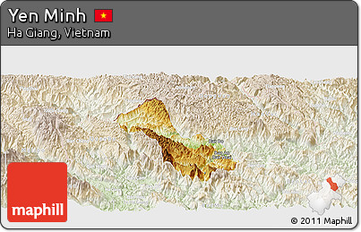 Physical Panoramic Map of Yen Minh, lighten
