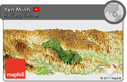 Satellite Panoramic Map of Yen Minh, physical outside