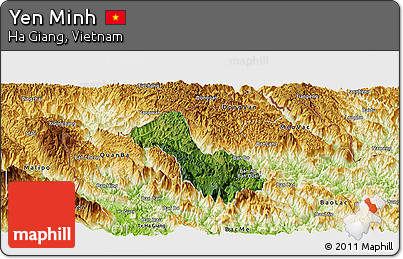 Satellite Panoramic Map of Yen Minh, physical outside