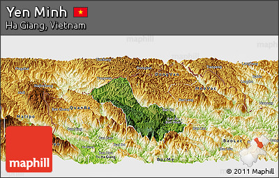 Satellite Panoramic Map of Yen Minh, physical outside