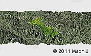 Satellite Panoramic Map of Yen Minh, semi-desaturated