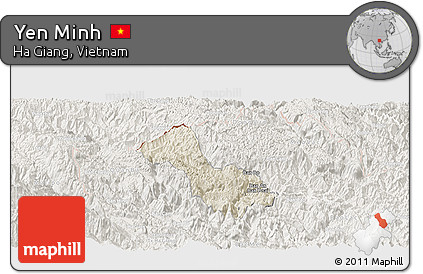 Shaded Relief Panoramic Map of Yen Minh, lighten