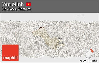 Shaded Relief Panoramic Map of Yen Minh, lighten