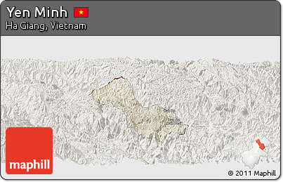 Shaded Relief Panoramic Map of Yen Minh, lighten