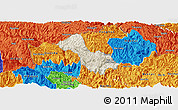 Shaded Relief Panoramic Map of Yen Minh, political outside