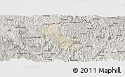 Shaded Relief Panoramic Map of Yen Minh, semi-desaturated