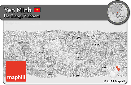 Silver Style Panoramic Map of Yen Minh