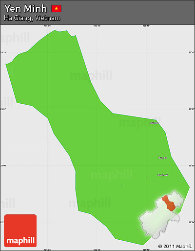 Political Simple Map of Yen Minh, single color outside