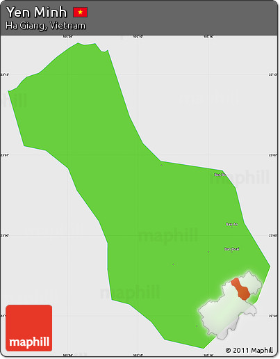 Political Simple Map of Yen Minh, single color outside