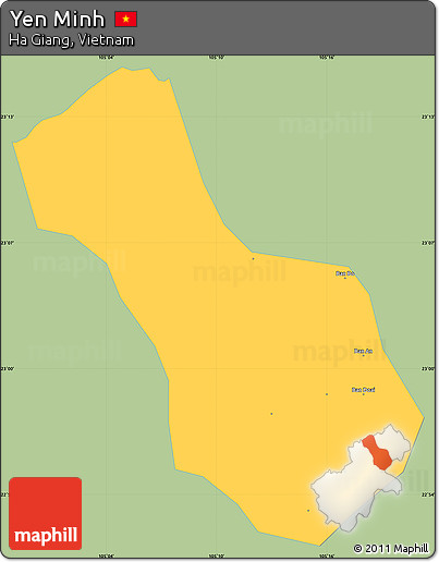 Savanna Style Simple Map of Yen Minh, single color outside