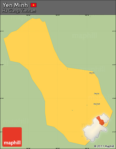Savanna Style Simple Map of Yen Minh, single color outside