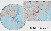 Gray Location Map of Phu Xuyen, highlighted parent region, hill shading