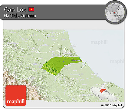 Physical 3D Map of Can Loc, lighten