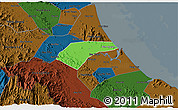 Political 3D Map of Can Loc, darken