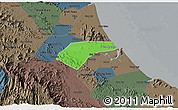 Political 3D Map of Can Loc, darken, semi-desaturated