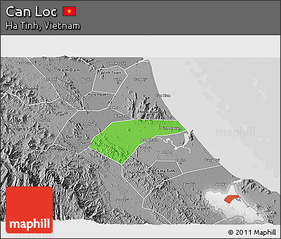 Political 3D Map of Can Loc, desaturated