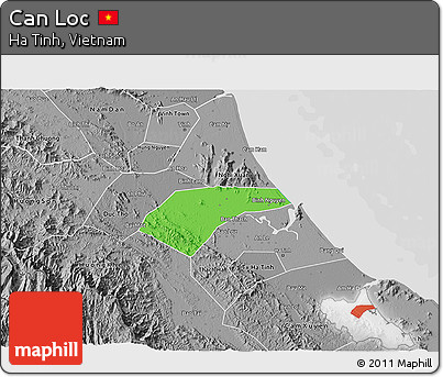 Political 3D Map of Can Loc, desaturated