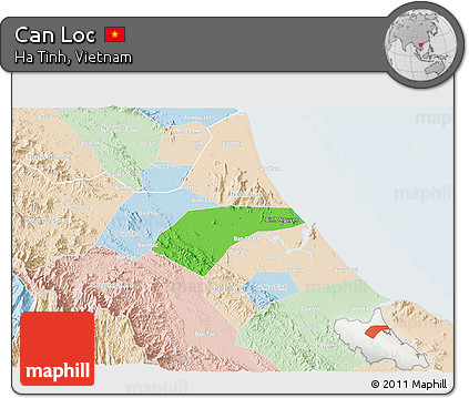 Political 3D Map of Can Loc, lighten