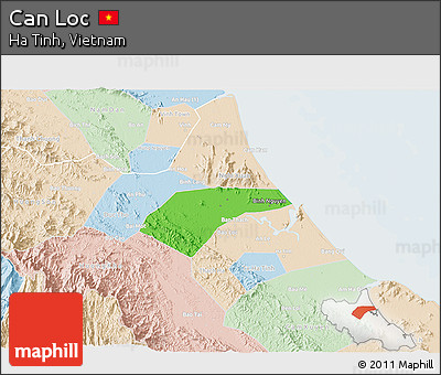 Political 3D Map of Can Loc, lighten