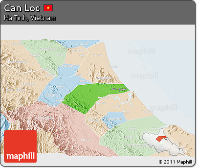 Political 3D Map of Can Loc, lighten