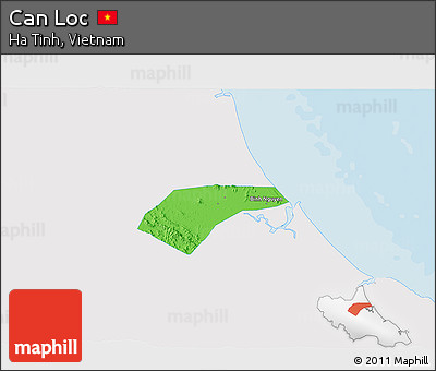 Political 3D Map of Can Loc, single color outside