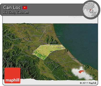 Satellite 3D Map of Can Loc, darken
