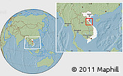 Savanna Style Location Map of Can Loc, highlighted country, within the entire country, hill shading