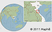 Savanna Style Location Map of Can Loc, highlighted country, hill shading