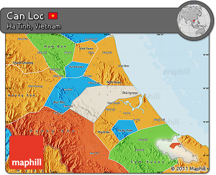 Shaded Relief Map of Can Loc, political outside