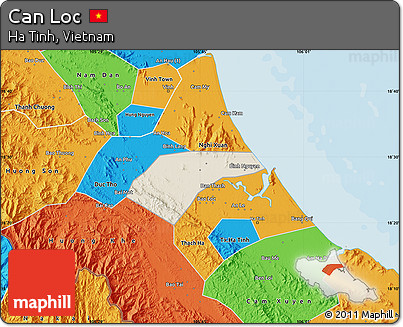 Shaded Relief Map of Can Loc, political outside