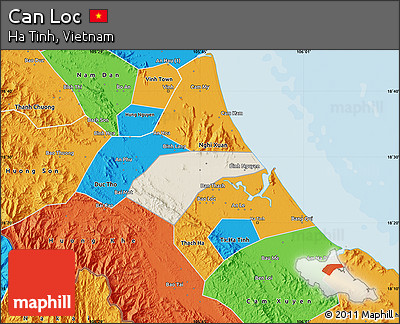 Shaded Relief Map of Can Loc, political outside
