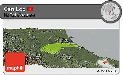 Physical Panoramic Map of Can Loc, darken, semi-desaturated