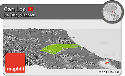 Physical Panoramic Map of Can Loc, desaturated