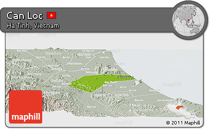 Physical Panoramic Map of Can Loc, lighten, semi-desaturated