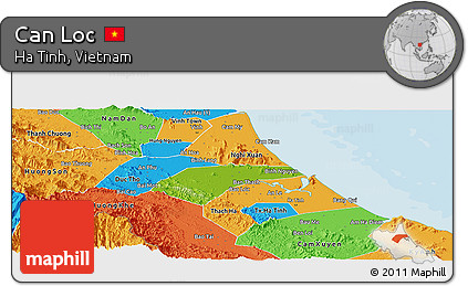 Physical Panoramic Map of Can Loc, political outside